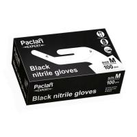 foto рукавички paclan expert нітрилові, чорні, розмір m, 100 шт