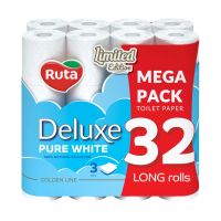 foto туалетний папір ruta deluxe pure white білий, 3-шаровий, 32 рулонів
