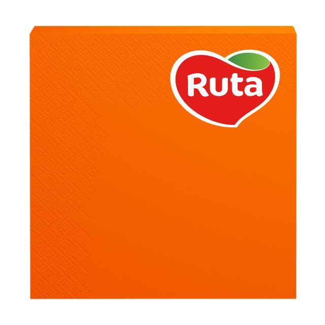 foto серветки столові ruta 33*33 3-шарові помаранчеві, 20 шт