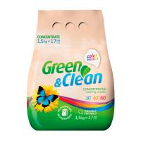 foto пральний порошок green&clean color для кольорового одягу, 17 циклів прання, 1.5 кг
