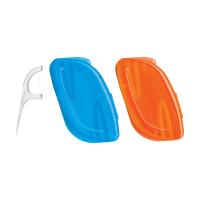 foto набір флосс-зубочистки dentek 2 дорожні футляри, синій + помаранчевий, 12 шт