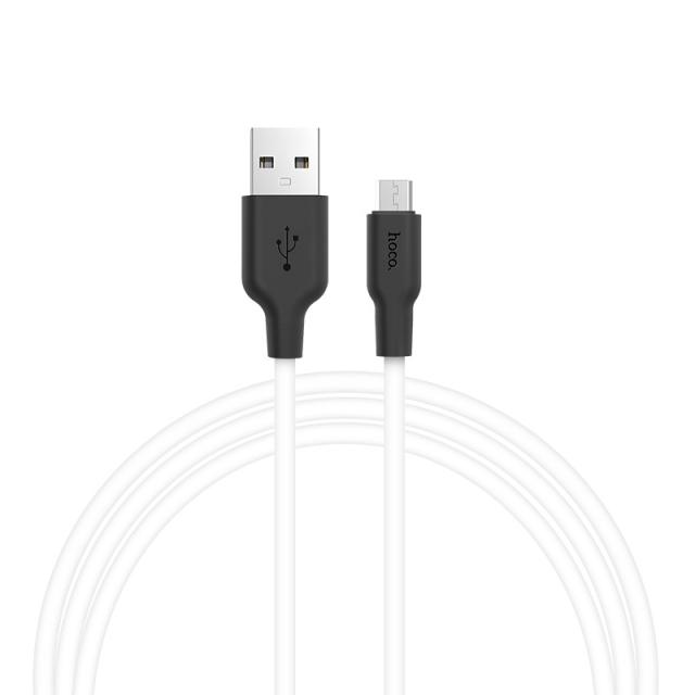 foto дата кабель hoco x21 silicone microusb cable (1m) (чорний / білий)