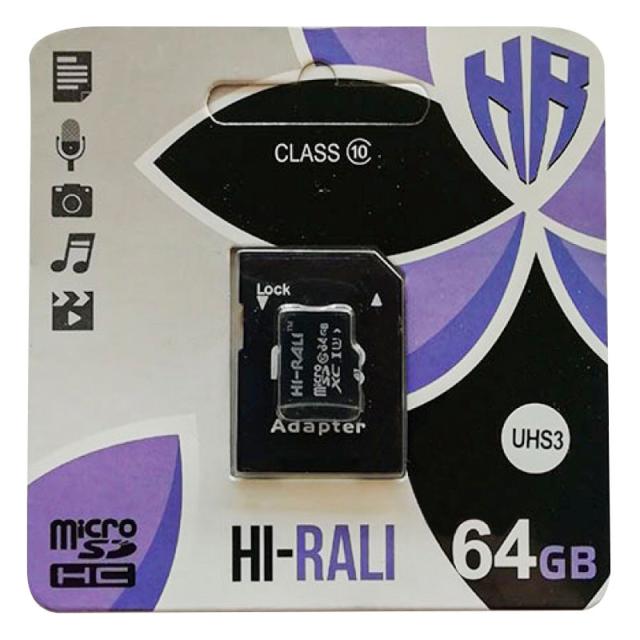 foto карта пам'яті hi-rali microsdhc 64 gb card class 10 + sd adapter
