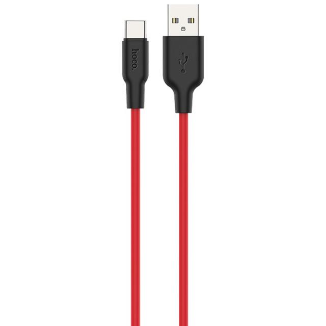 foto дата кабель hoco x21 plus silicone type-c cable (1m) (black / red)