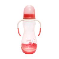 foto пляшечка для годування lindo від 3 місяців, з ручками та силіконовою соскою, рожева, 250 мл (pk 060)