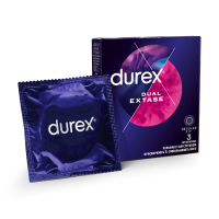 foto презервативи латексні з силіконовою змазкою durex dual extase рельєфні з анестетиком, з шт