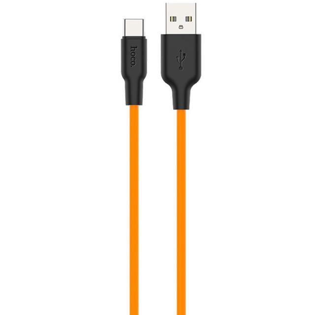 foto дата кабель hoco x21 plus silicone type-c cable (1m) (black / orange)