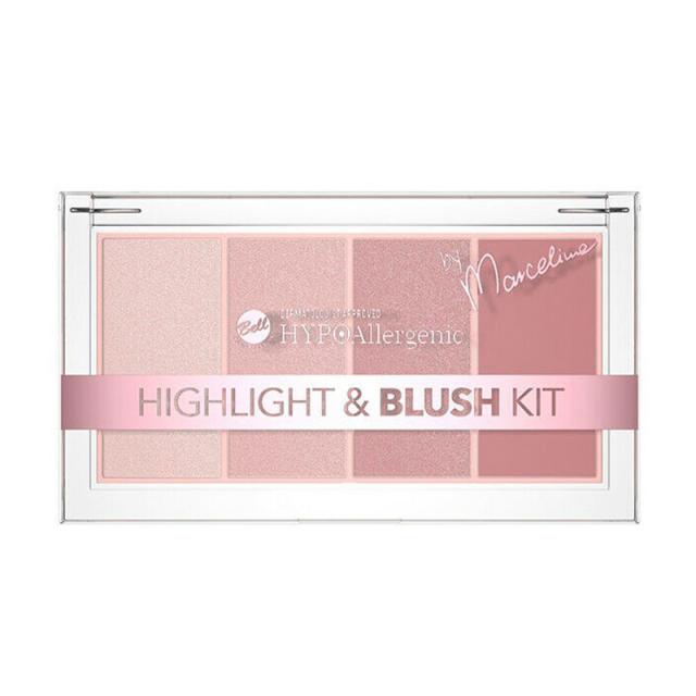 foto палетка для макіяжу обличчя bell hypoallergenic highlight & blush kit by marcelina, 20 г
