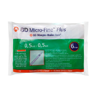 foto шприц ін'єкційний інсуліновий bd micro-fine plus u-100, розмір 31g, 0.25*6 мм, 0.5 мл (10 шт)