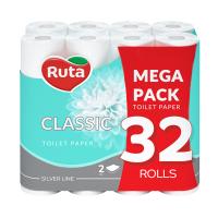 foto туалетний папір ruta classic mega pack білий, 2-шаровий, 32 рулони