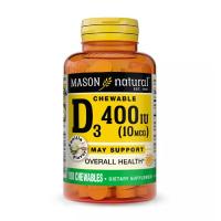 foto харчова добавка вітаміни в жувальних таблетках mason natural vitamin d3 вітамін d3 400 мо зі смаком ванілі, 100 шт