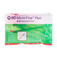 foto шприц ін'єкційний інсуліновий bd micro-fine plus u-40, розмір 30g, 0.3*8 мм, 1 мл (10 шт)
