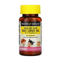 foto харчова добавка в жувальних таблетках mason natural cod liver oil with vitamin d дитяче здоров'я, смак апельсина, 100 шт