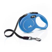 foto повідець-рулетка для собак flexi new classic стрічка, синій, розмір xs, 3 м, до 12 кг