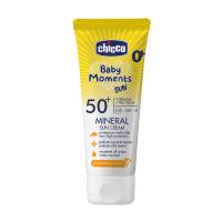 foto дитячий сонцезахисний мінеральний крем chicco baby moments mineral sun cream spf 50+, 75 мл