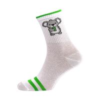 foto шкарпетки підліткові siela rt1323-130 високі, спортивні, білі з двома смужками та коалою, розмір 31-34