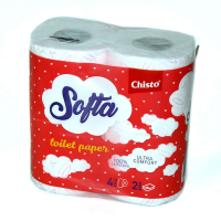 foto туалетний папір chisto softa на гільзі,  біло-рожевий, 2-х шаровий, 4 шт
