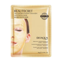 foto гідрогелева маска для обличчя bioaqua beautecret 24k golden luxury collagen lady facial mask, 28 г