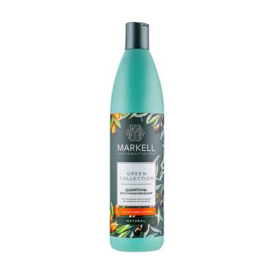 Podrobnoe foto відновлювальний шампунь для волосся markell green collection з оливковою олією та аргани, 250 мл (флакон)