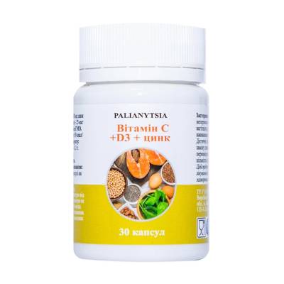 Podrobnoe foto дієтична добавка мінерали та вітаміни в таблетках palianytsia вітамін с + d3 + цинк, 30 шт