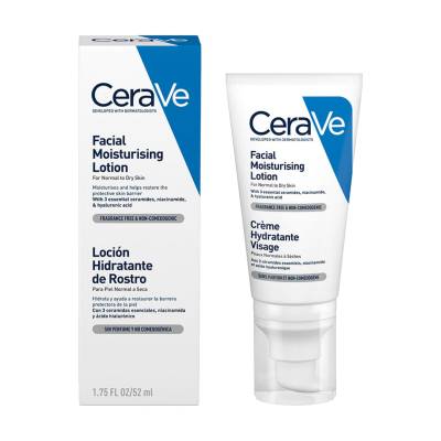 Podrobnoe foto нічний зволожувальний крем для обличчя cerave facial moisturising lotion для нормальної та сухої шкіри, 52 мл