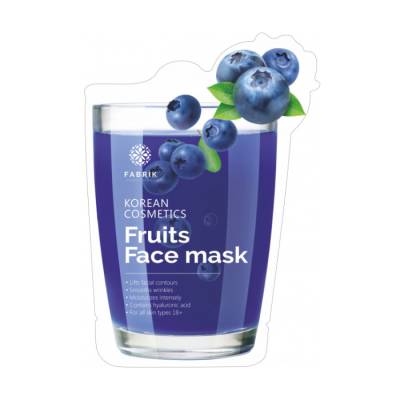 Podrobnoe foto маска для обличчя fabrik cosmetology korean cosmetics fruits face mask зволожувальна, з екстрактом чорниці, 30 г