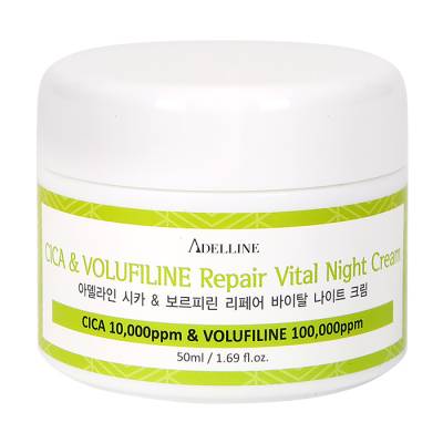 Podrobnoe foto нічний крем для обличчя adelline cica volufiline repair vital night cream з центелою та волюфіліном, 50 мл