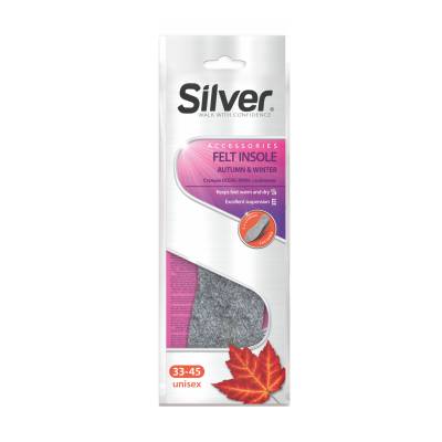 Podrobnoe foto устілки для взуття silver felt insole з повстю, універсальні, осінь-зима, розмір 33-45