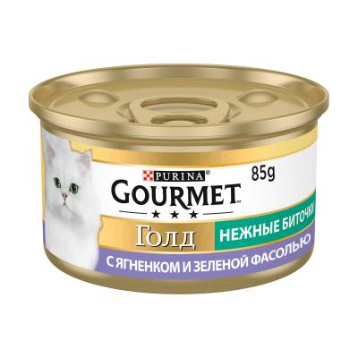 Podrobnoe foto вологий корм для кішок purina gourmet голд ніжні биточки з ягням і зеленою квасолею 85 г