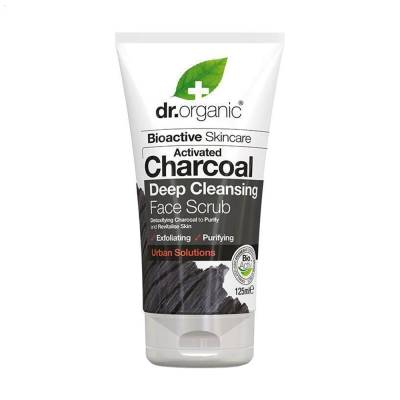 Podrobnoe foto скраб для обличчя dr. organic activated charcoal face scrub з активованим вугіллям, 125 мл