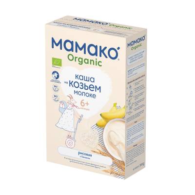 Podrobnoe foto дитяча молочна каша мамако organic рисова з бананом на козячому молоці, від 6 місяців, 200 г