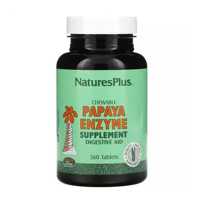 Podrobnoe foto харчова добавка в жувальних таблетках natures plus chewable papaya enzyme supplement, ферменти папайї, 360 шт
