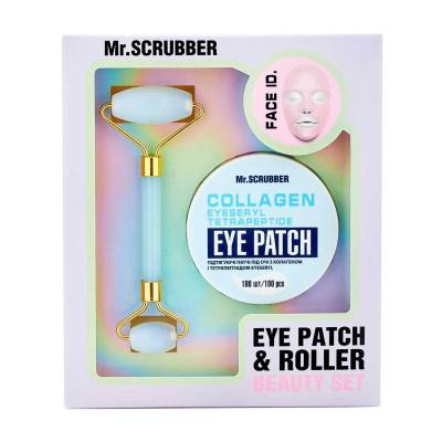Podrobnoe foto подарунковий набір mr. scrubber collagen eye patch & roller (патчі для шкіри навколо очей, 100 шт + ролер для масажу обличчя)