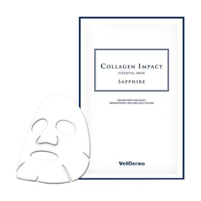 Podrobnoe foto тканинна сапфірова маска wellderma collagen impact essential mask sapphire з морським колагеном, 10*25 мл