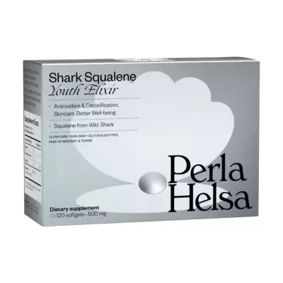 Podrobnoe foto дієтична добавка в капсулах perla helsa shark squalene youth elixir еліксир молодості, сквален, 500 мг, 120 шт