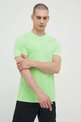 Podrobnoe foto бігова футболка mizuno impulse колір зелений однотонна