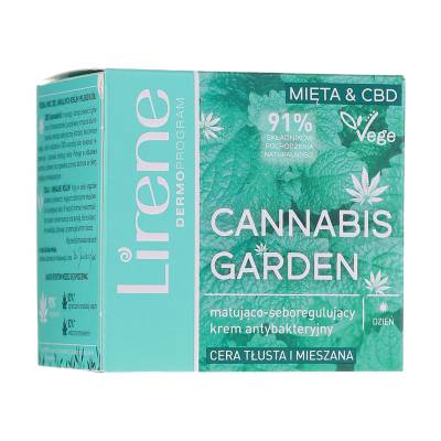 Podrobnoe foto денний крем для обличчя lirene cannabis garden mint & cbd себорегулірувальний, матувальний та антибактеріальний, для жирної та комбінованої шкіри, 50 мл