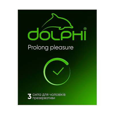 Podrobnoe foto презервативи dolphi prolong pleasure зі змащувачем та пролонгуючим ефектом, 3 шт