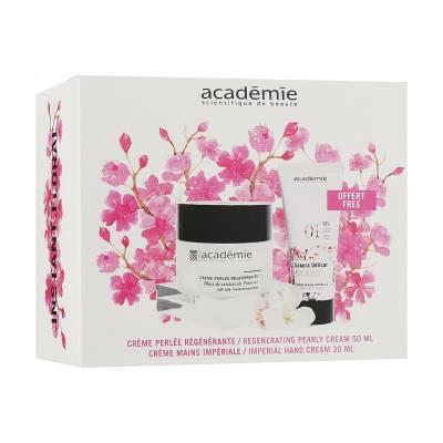 Podrobnoe foto подарунковий набір для обличчя academie floral instant box вишневий колір провансу (крем для обличчя, 50 мл + крем для рук, 30 мл)