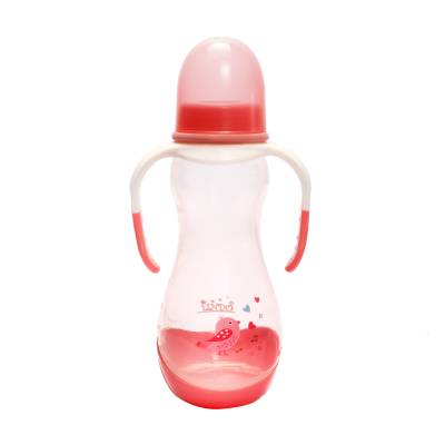 Podrobnoe foto пляшечка для годування lindo від 3 місяців, з ручками та силіконовою соскою, рожева, 250 мл (pk 060)