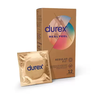 Podrobnoe foto презервативи з синтетичного латексу з силіконовою змазкою durex®  real feel (натуральні відчуття), 12 шт. (безлатексні)