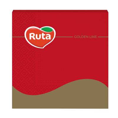Podrobnoe foto серветки столові ruta golden line 33*33 см, 3-шарові, червоні, 20 шт