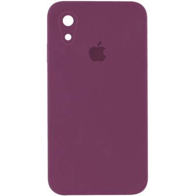 Podrobnoe foto чохол silicone case square full camera protective (aa) для apple iphone xr (6.1") (бордовий / maroon)