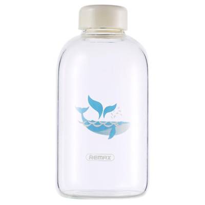 Podrobnoe foto пляшка для води remax glass bottle rt-cup33 whale 650ml (кит / біла)