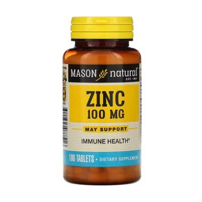 Podrobnoe foto харчова добавка в таблетках mason natural zinc цинк 100 мг, 100 шт