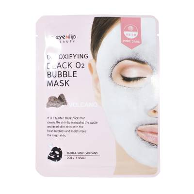 Podrobnoe foto киснева тканинна маска для обличчя eyenlip detoxifying black o2 bubble mask volcano з вулканічним попелом, 20 г