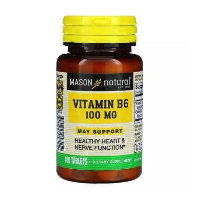 Podrobnoe foto харчова добавка вітаміни в таблетках mason natural vitamin b6 вітамін b6 100 мг, 100 шт