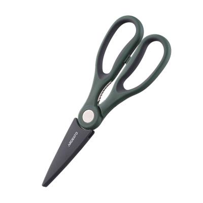 Podrobnoe foto ножиці кухонні ardesto gemini з неіржавної сталі та сіро-зеленою пластиковою ручкою, 22.3 см (ar2117pg)