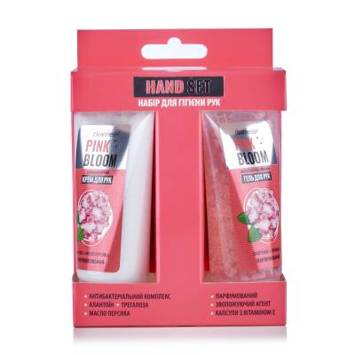 Podrobnoe foto набір для гігієни рук  cleanness + hand set pink bloom (гель для рук, 50 мл + крем для рук, 50 мл)