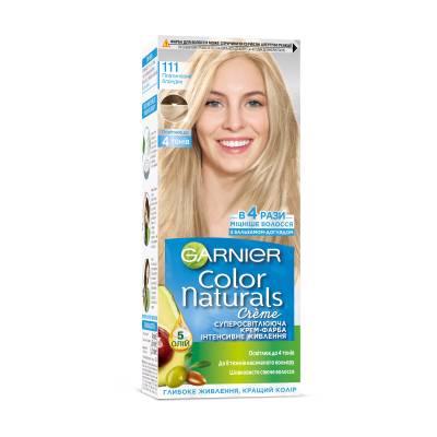 Podrobnoe foto стійка крем-фарба для волосся garnier color naturals з п'ятьма оліями, 111 суперосвітлювальний платиновий блонд, 110 мл